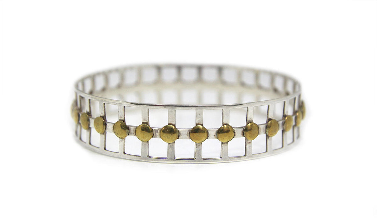 Square Cutouts and Brass Discs Bangle