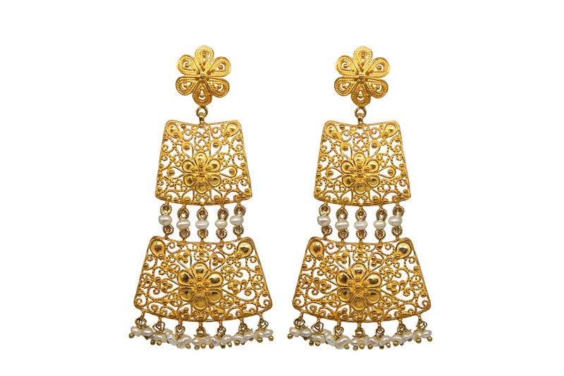 Taarkashi Long Earrings Gold Plated