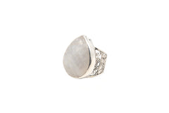 Teardrop Moonstone With Filigree Band (Semi-Adjustable)