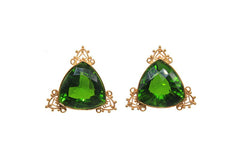 Triangular Emerald Glass Posts with Filigree Border