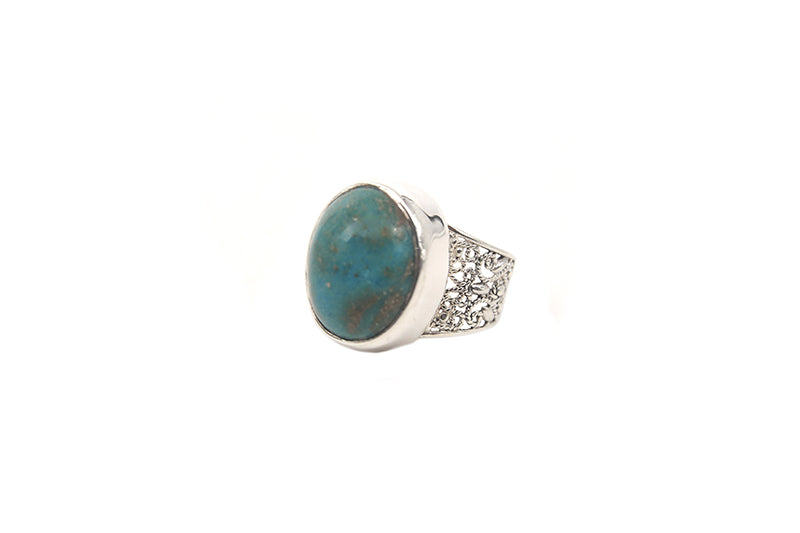 Turquoise With Filigree Band (Semi-Adjustable)