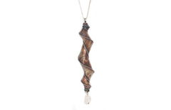 Twisted Patina Pendant and Quartz Bead in Chain