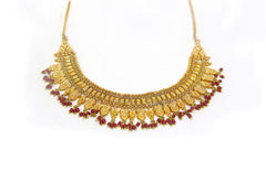 Yasmeen Double Layer Necklace With Coral Beads - Gold Plated