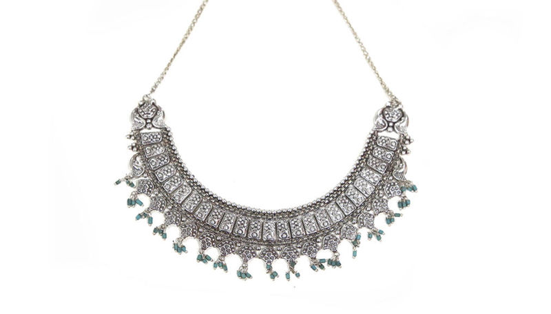 Yasmeen Double Layer Necklace With Turquoise Beads