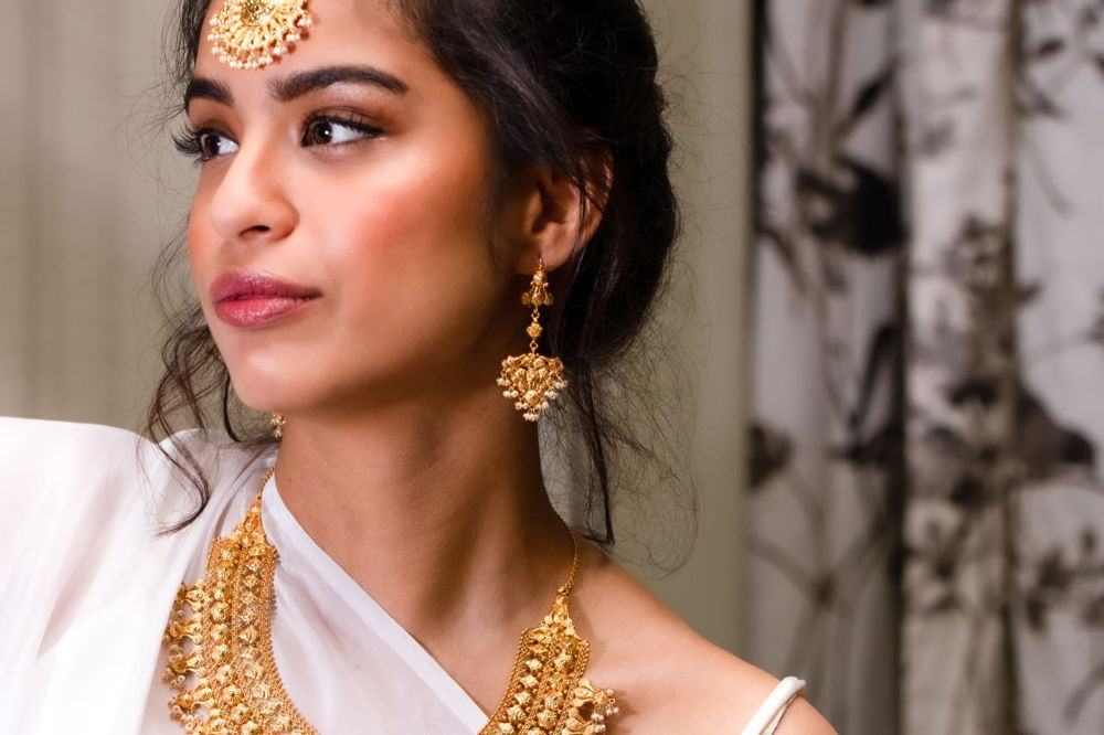 Yasmeen With Hanging Pearls Gold Plated