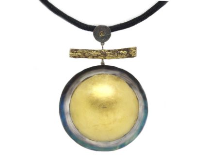Big Domed Disc with Gold Leafing Necklace