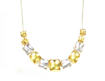 Gold And Silver Cubes Necklace