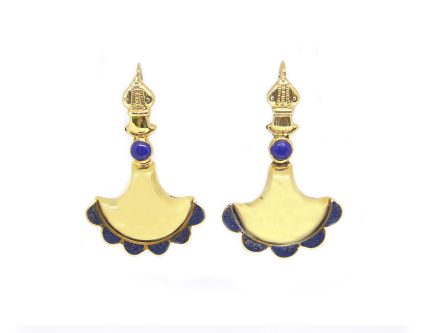 Lahore Gold with Lapis Earrings