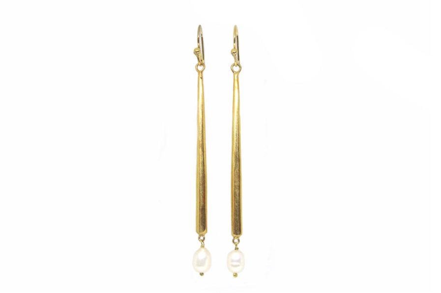 Stick And Pearl (gold plated)