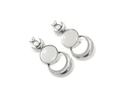 Three Crescents & Large Kundan Glass Earrings