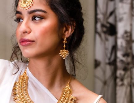 Yasmeen With Hanging Pearls Gold Plated